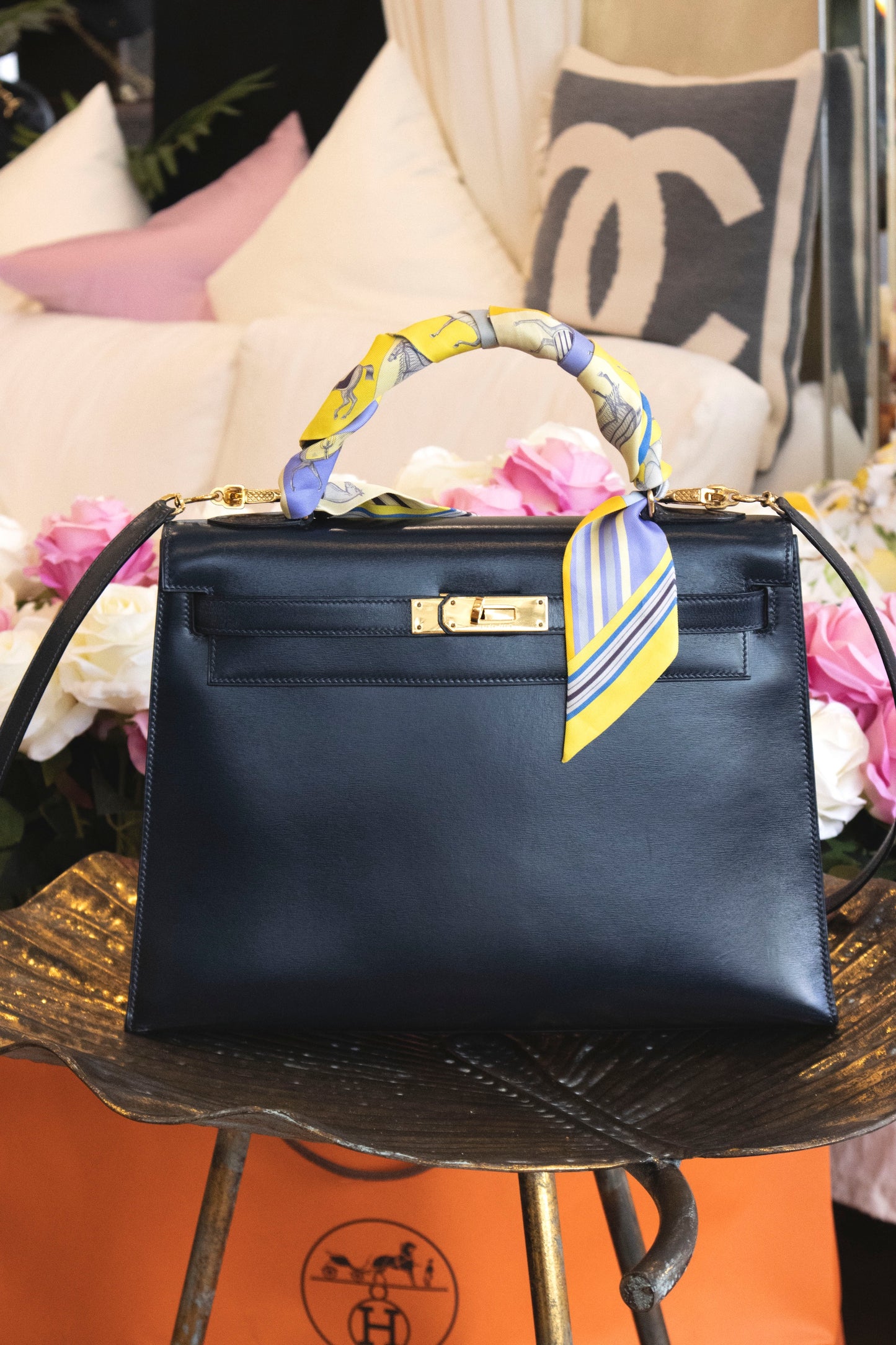 Hermès - Kelly 32 Handtasche Dunkelblau