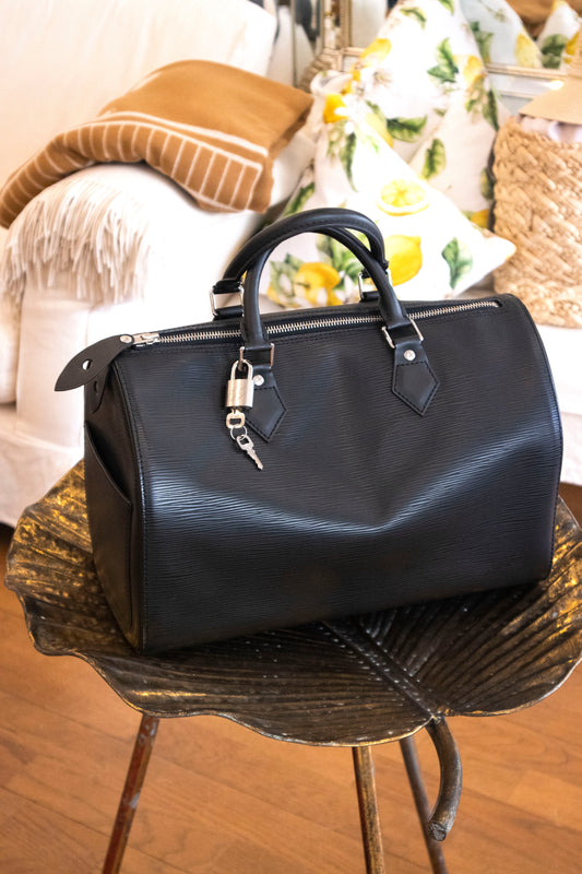 Louis Vuitton - Speedy Schwarze Leder Handtasche