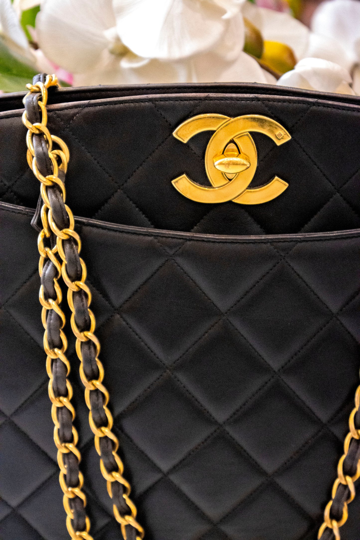 Chanel - Vintage CC Tote - Kaviarleder Schwarz