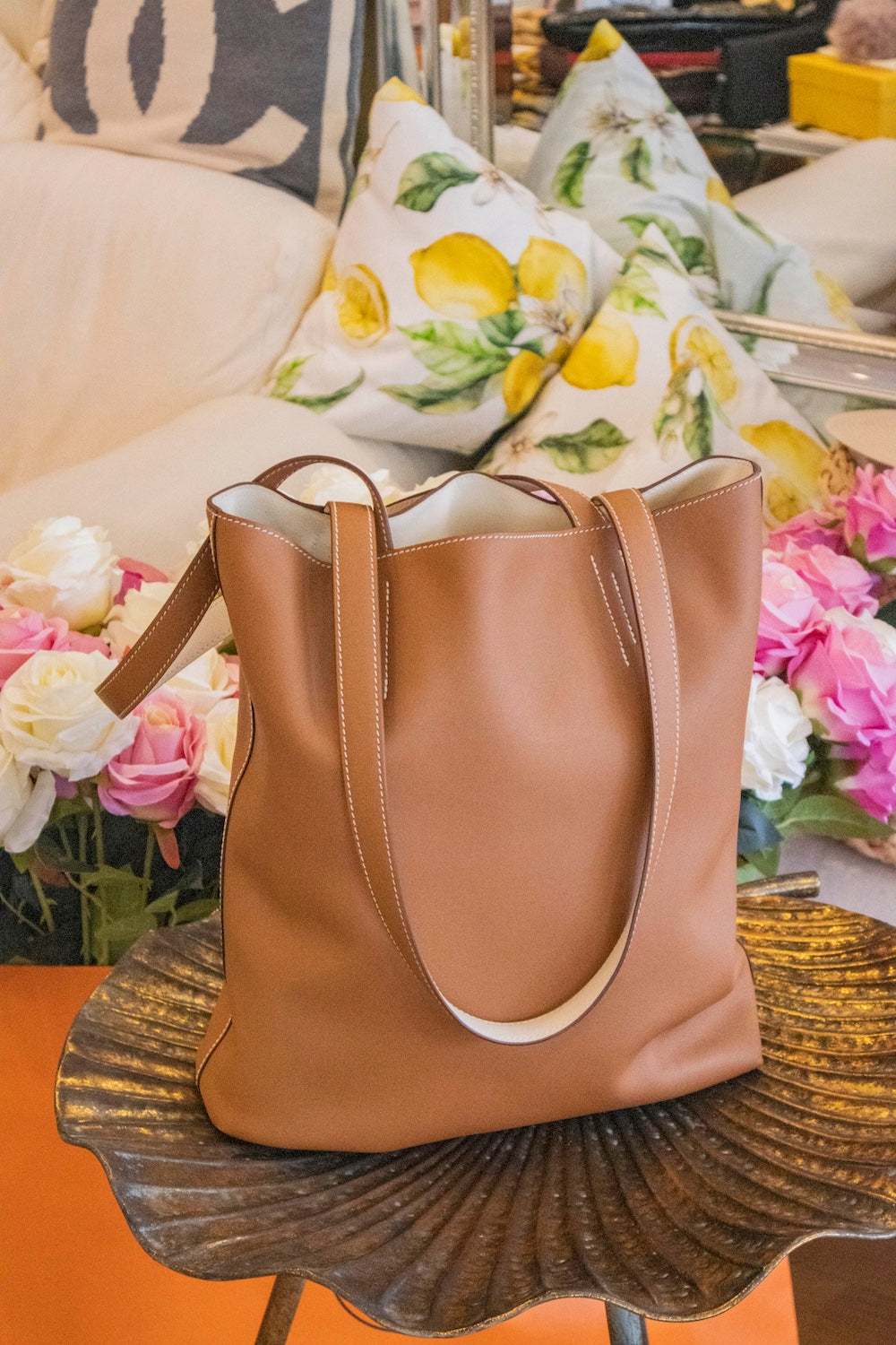 Hermès - Sac Neo Double Sens 35 Bicolor Gold - Nata Veau Swift