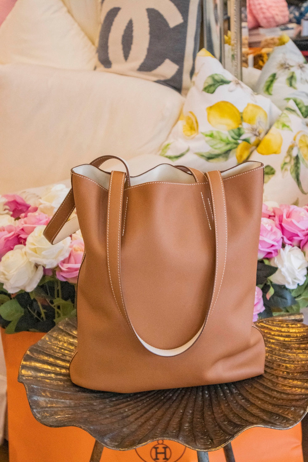 Hermès - Sac Neo Double Sens 35 Bicolor Gold - Nata Veau Swift