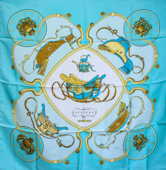 Hermès - Seidentuch Springs Blue 90