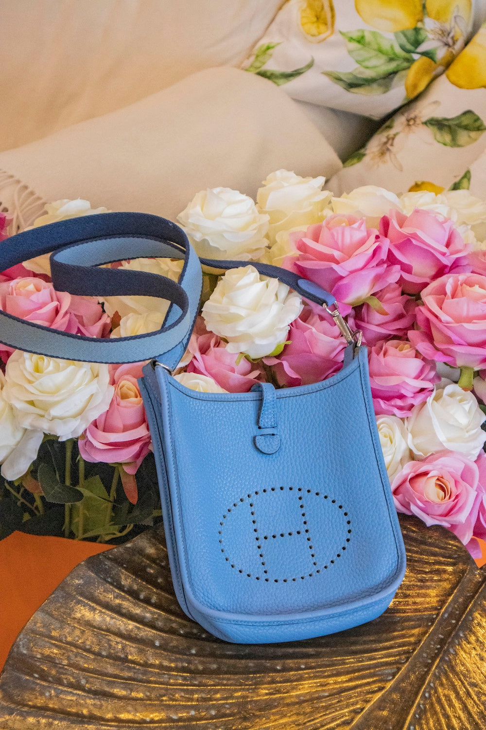 Hermès - Mini Evelyne Schultertasche Blau