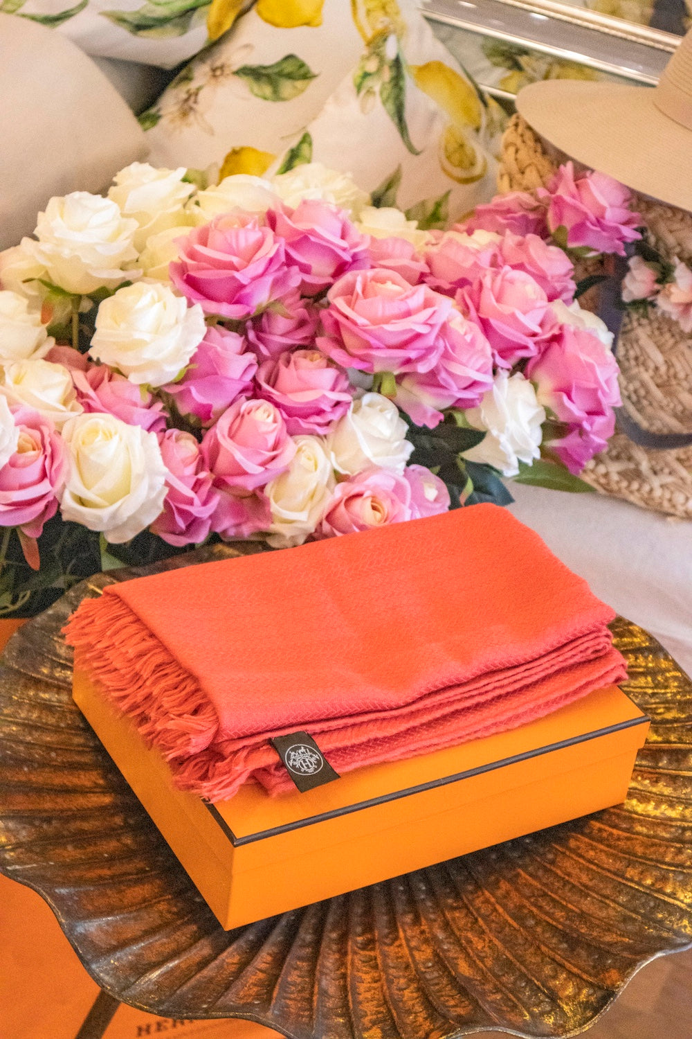 Hermès - Schal aus Kaschmir in Orange