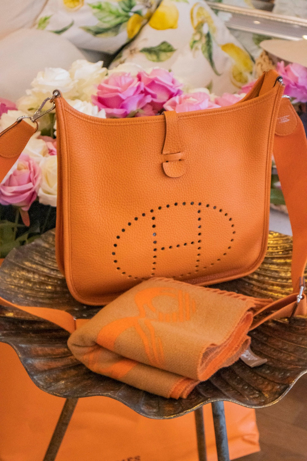 Hermès - Schal aus Kaschmir Orange