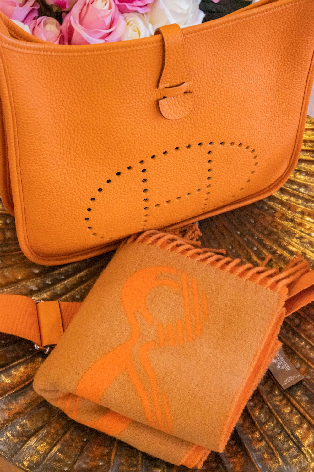 Hermès - Schal aus Kaschmir Orange