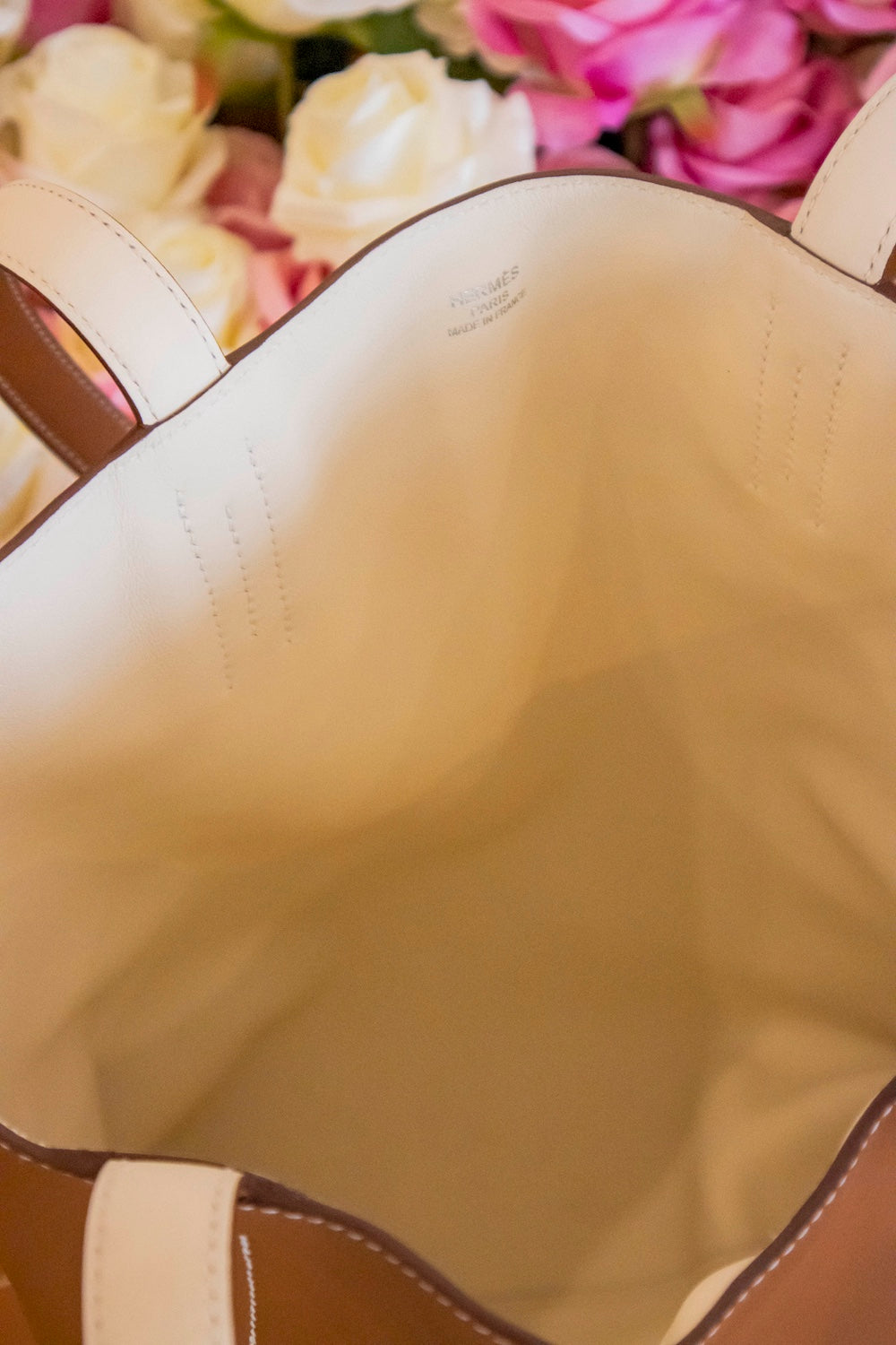 Hermès - Sac Neo Double Sens 35 Bicolor Gold - Nata Veau Swift