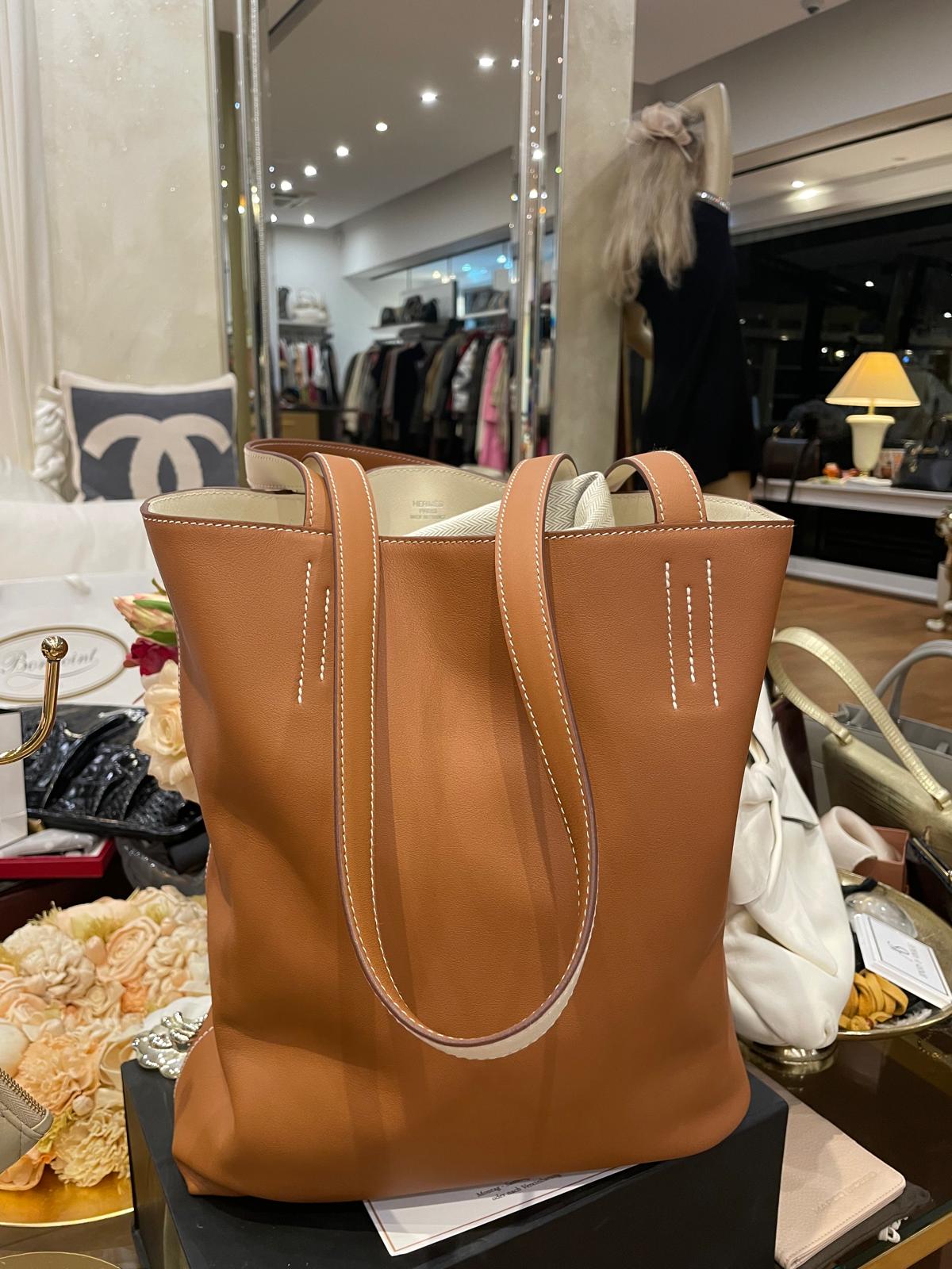 Hermès - Sac Neo Double Sens 35 Bicolor Gold - Nata Veau Swift