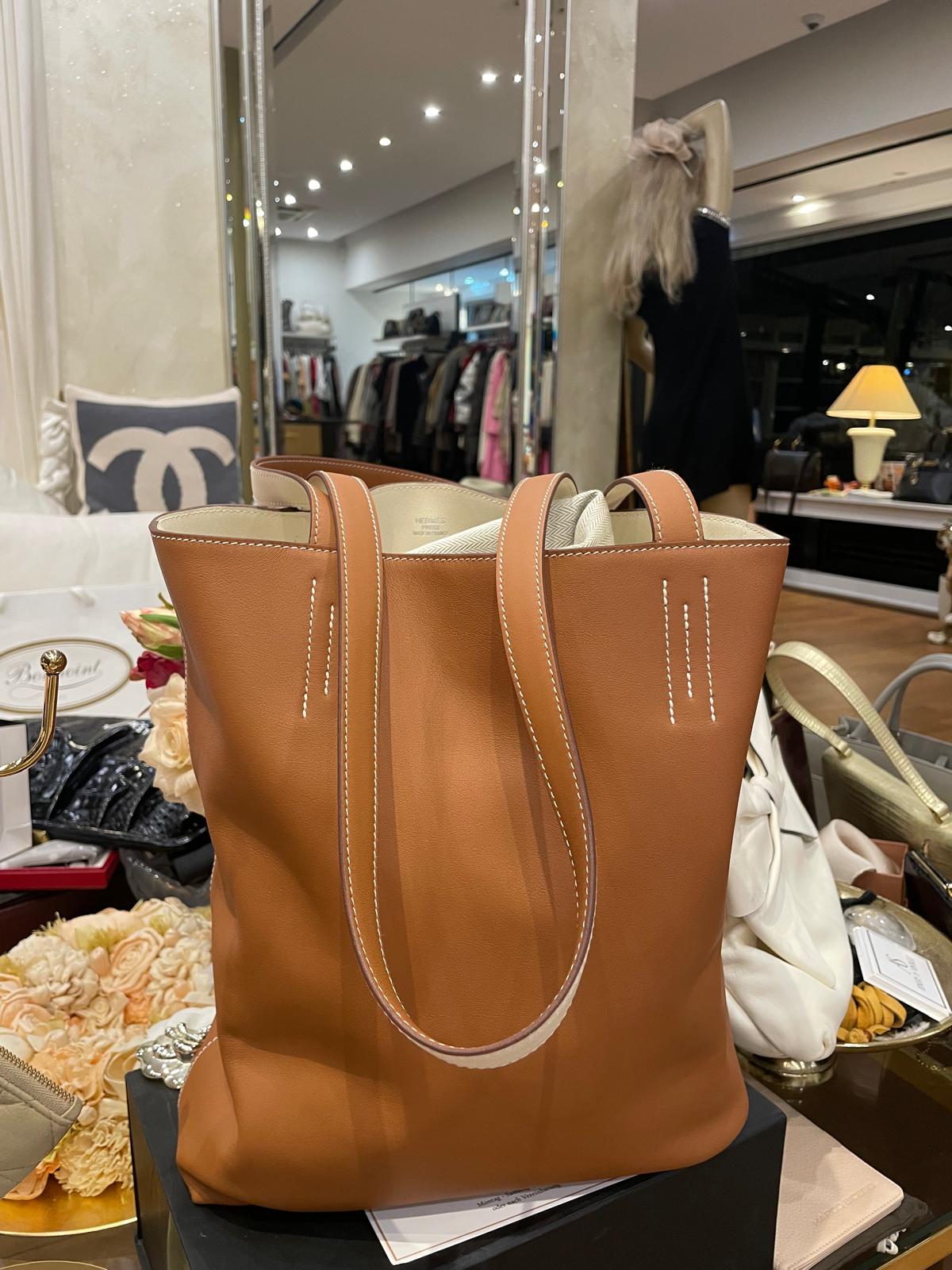 Hermès - Sac Neo Double Sens 35 Bicolor Gold - Nata Veau Swift