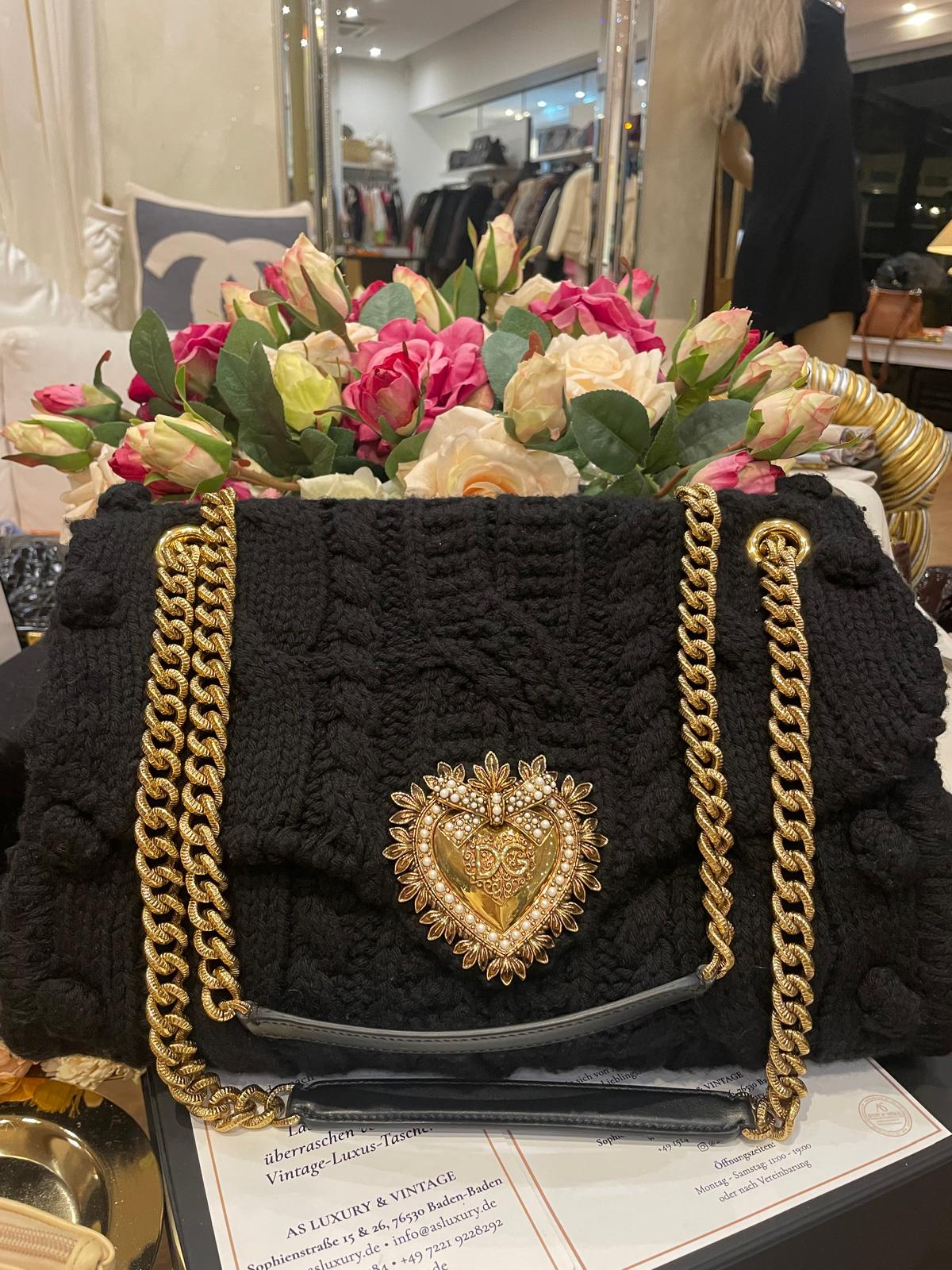 Dolce & Gabbana - Devotian Wolle Crossbody Bag Schwarz