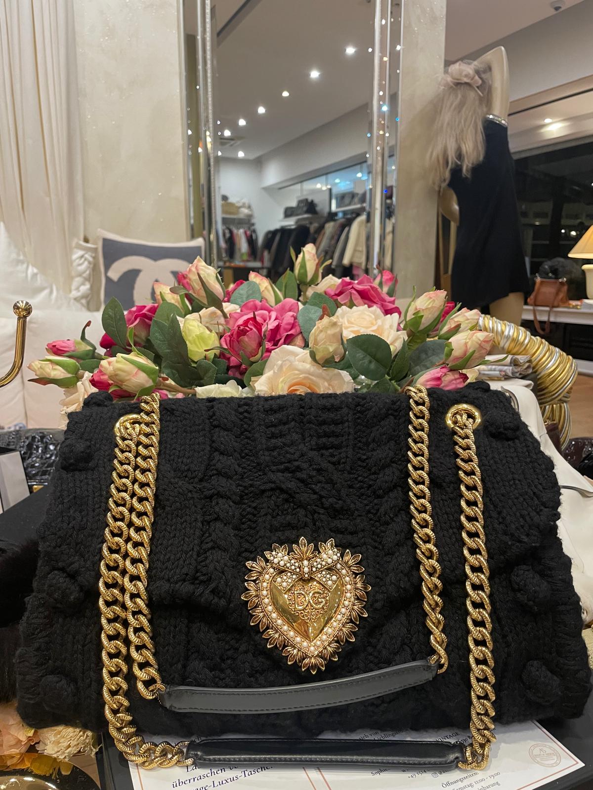 Dolce & Gabbana - Devotian Wolle Crossbody Bag Schwarz