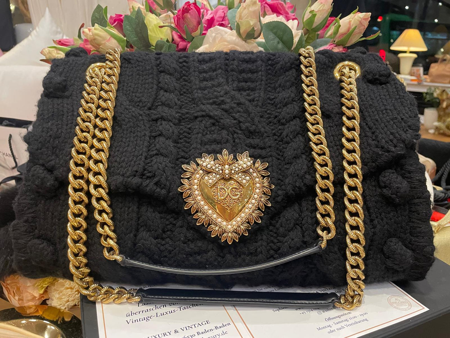 Dolce & Gabbana - Devotian Wolle Crossbody Bag Schwarz