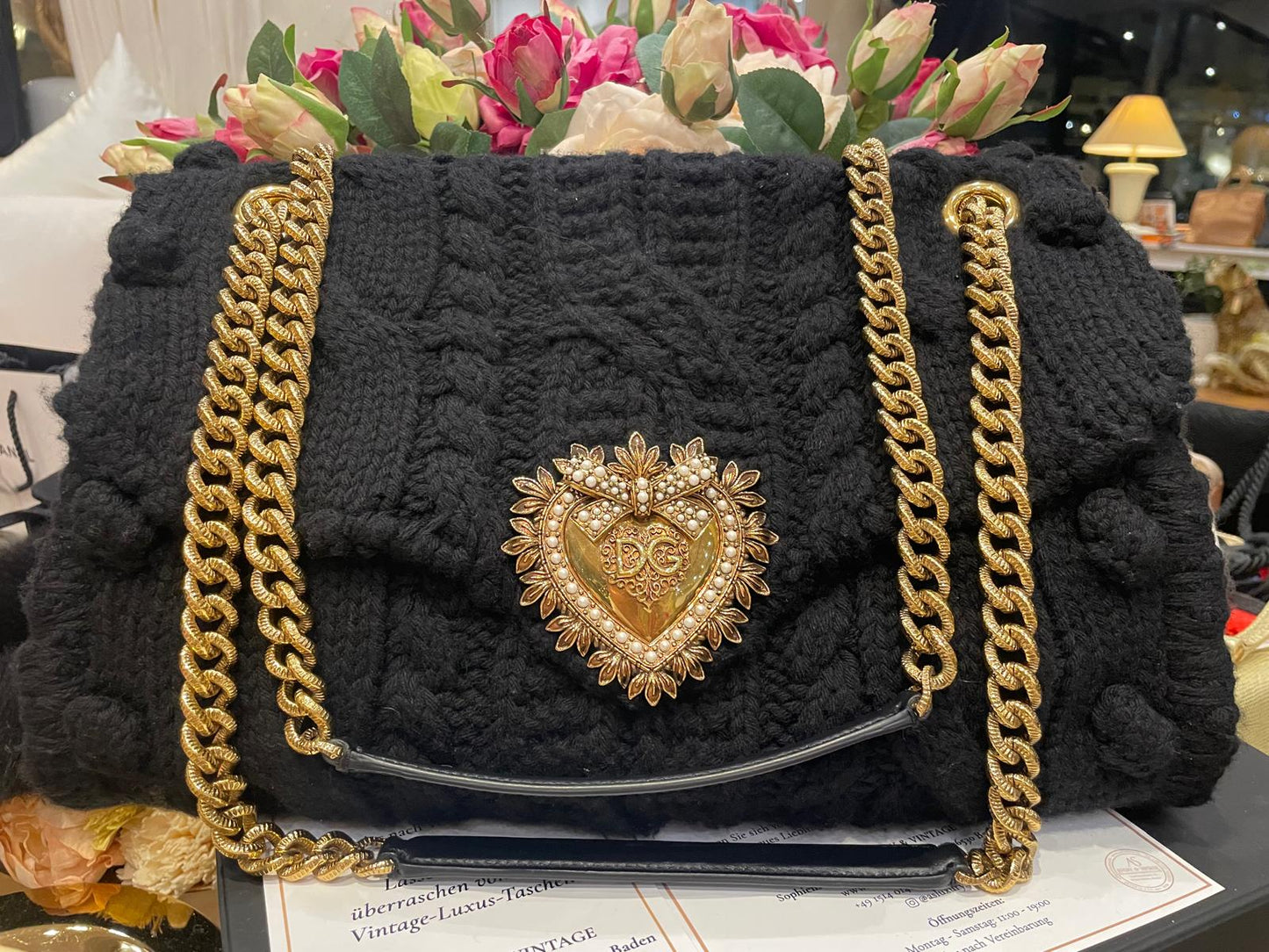 Dolce & Gabbana - Devotian Wolle Crossbody Bag Schwarz