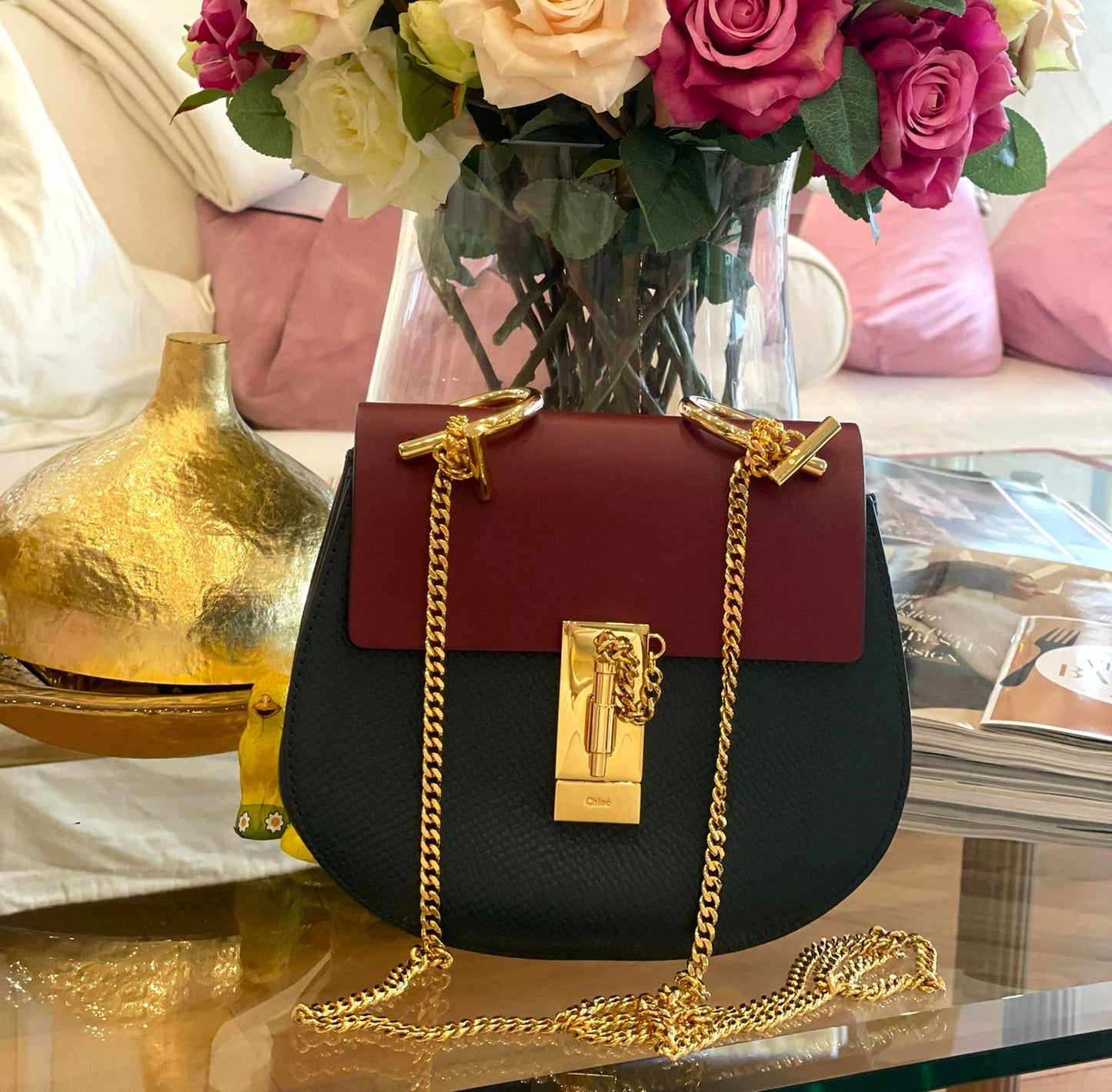Chloé - Cross Body Tasche Rot/Grün mit goldener Hardware