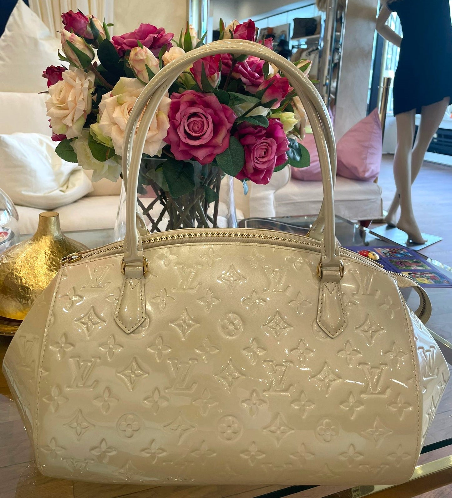 Louis Vuitton - Lackledertasche Beige