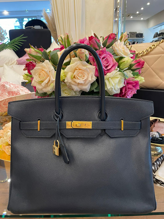 Hermès - Birkin Bag 35 Epsom Leder Midnight Blue