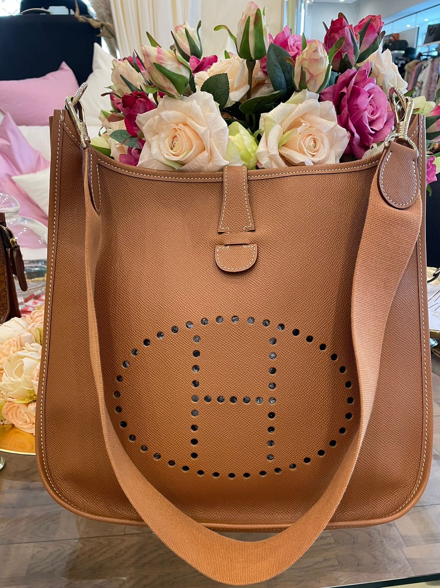 Hermès - Evelyne 33 Gold Epsom Leder Goldene Hardware