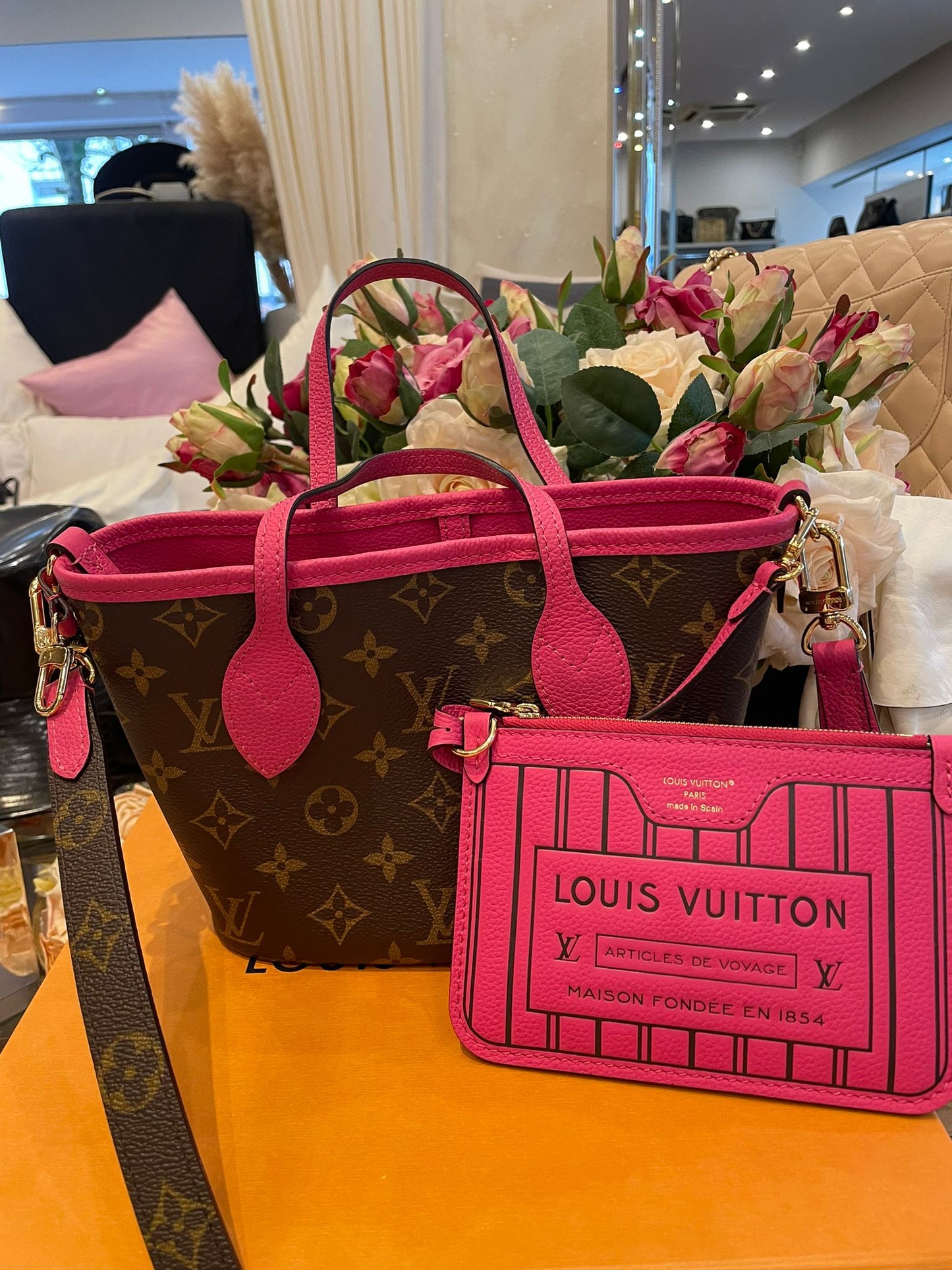 Louis Vuitton - Neverfull Inside Out BB Monogram Canvas Pink