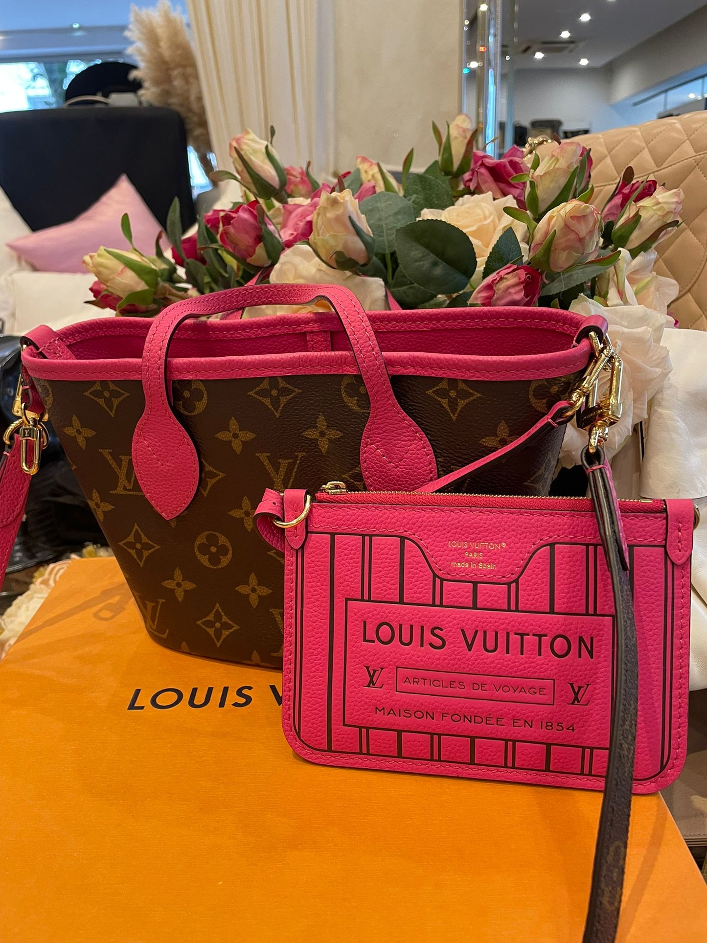 Louis Vuitton - Neverfull Inside Out BB Monogram Canvas Pink