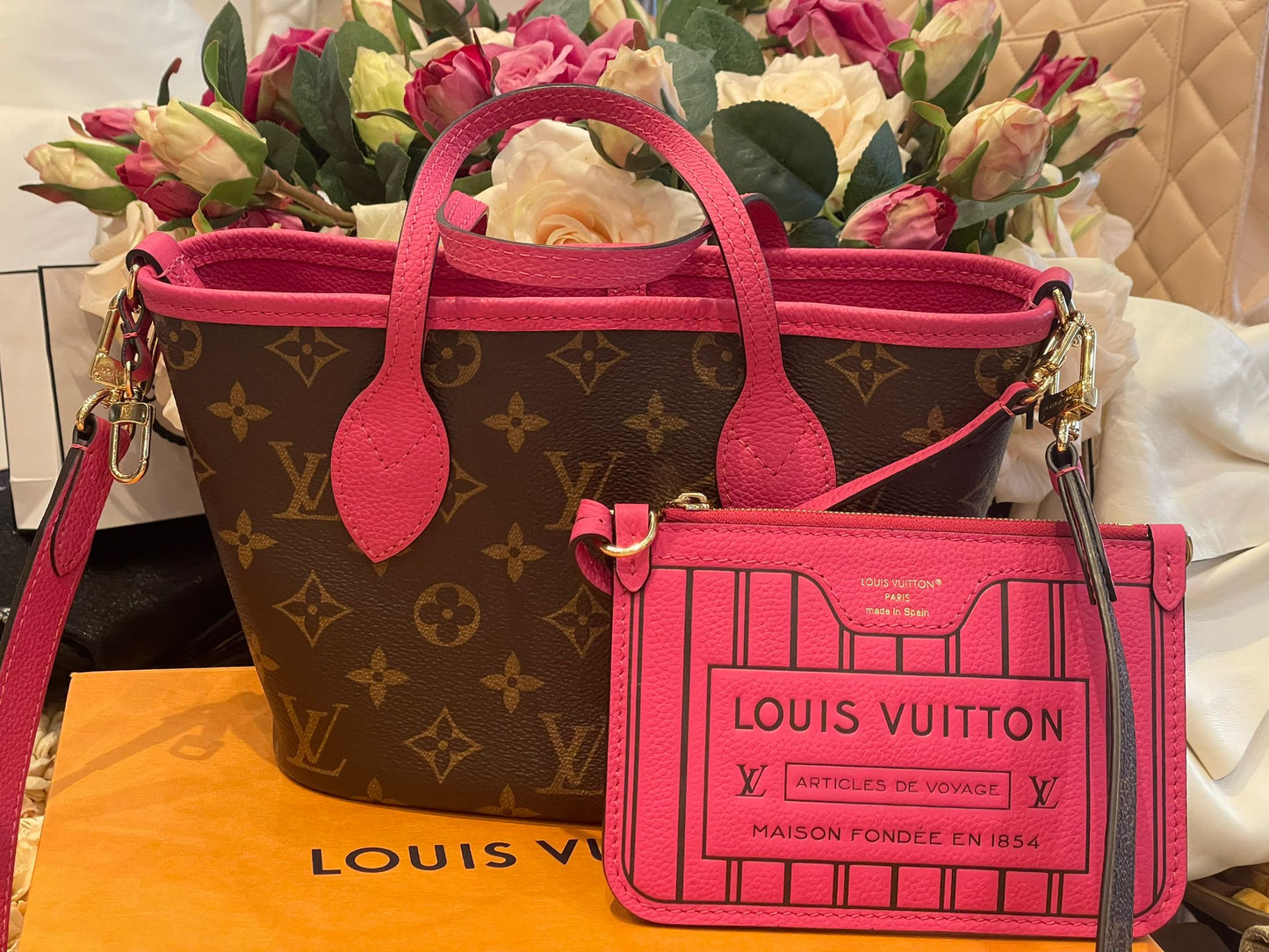 Louis Vuitton - Neverfull Inside Out BB Monogram Canvas Pink