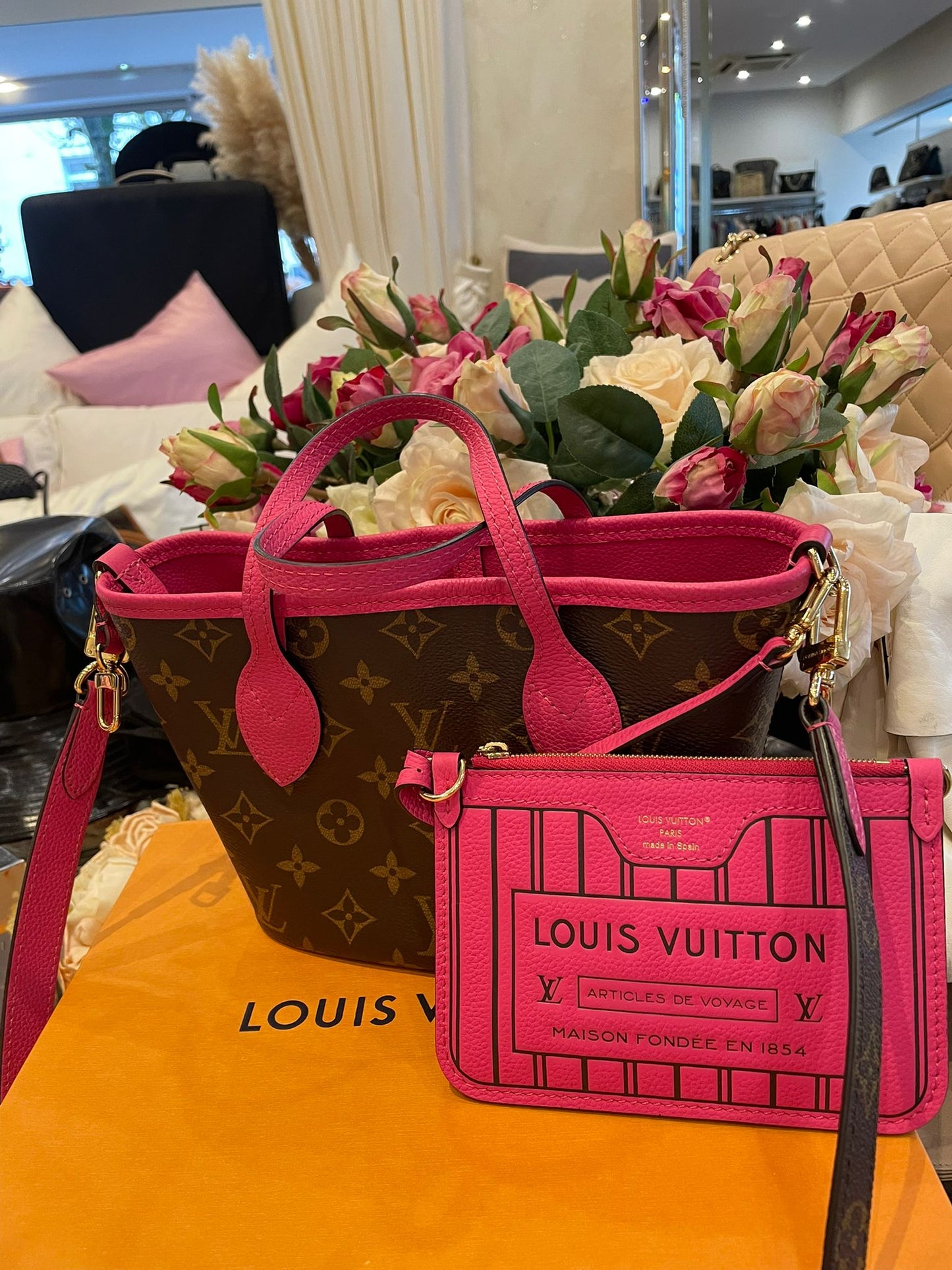 Louis Vuitton - Neverfull Inside Out BB Monogram Canvas Pink
