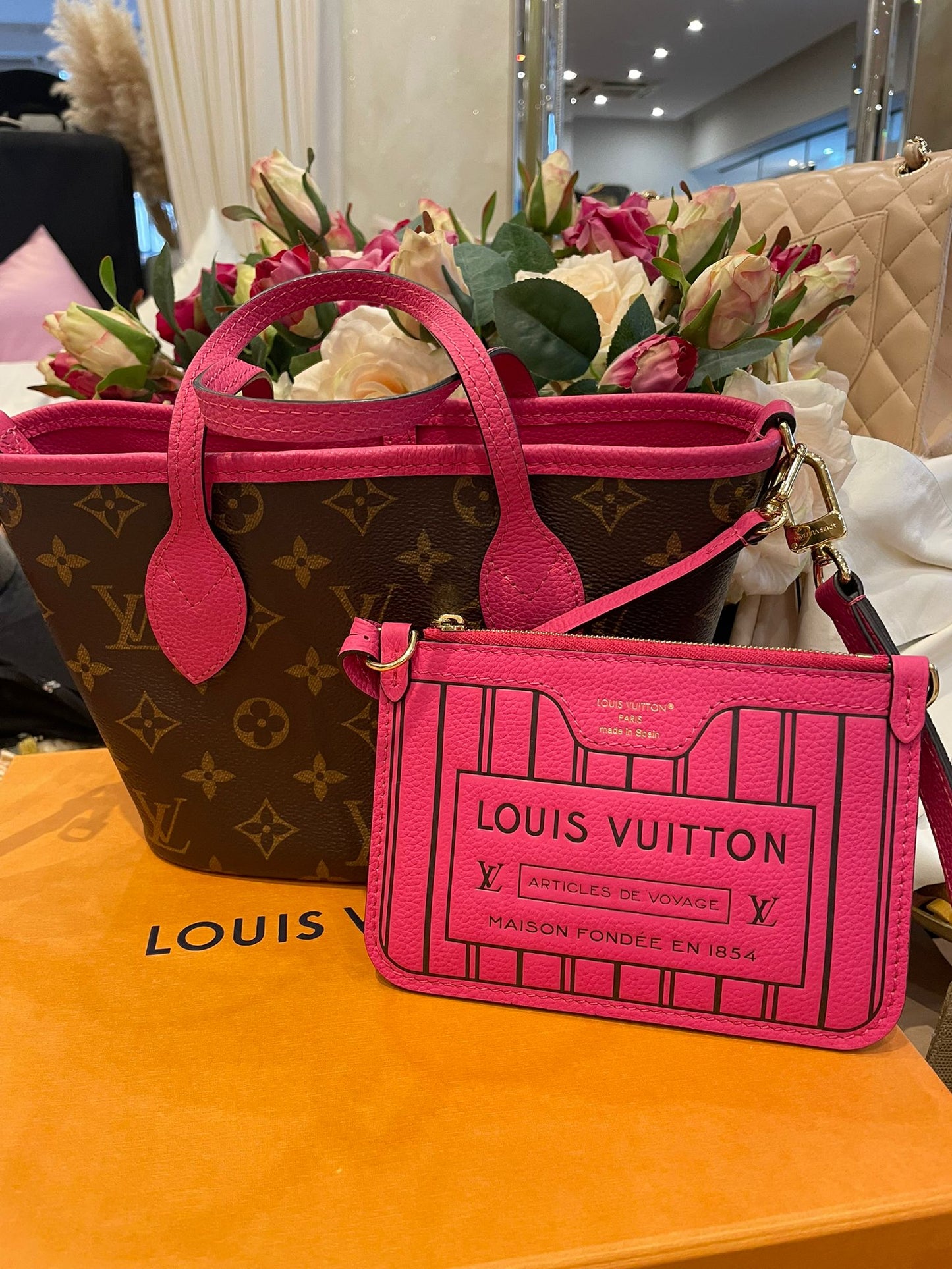 Louis Vuitton - Neverfull Inside Out BB Monogram Canvas Pink