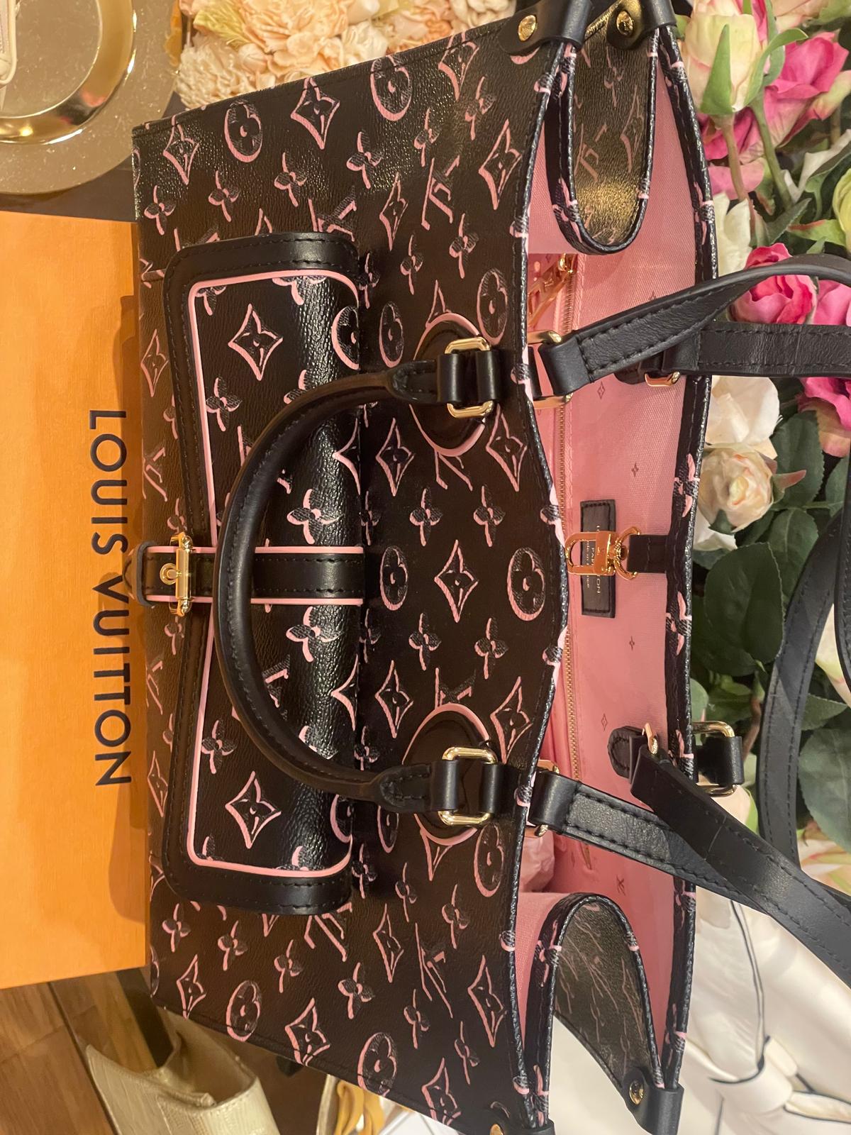 Louis Vuitton - Onthego Fall For You On the Go MM Black Pink 2 Way Bag Golden Hardware