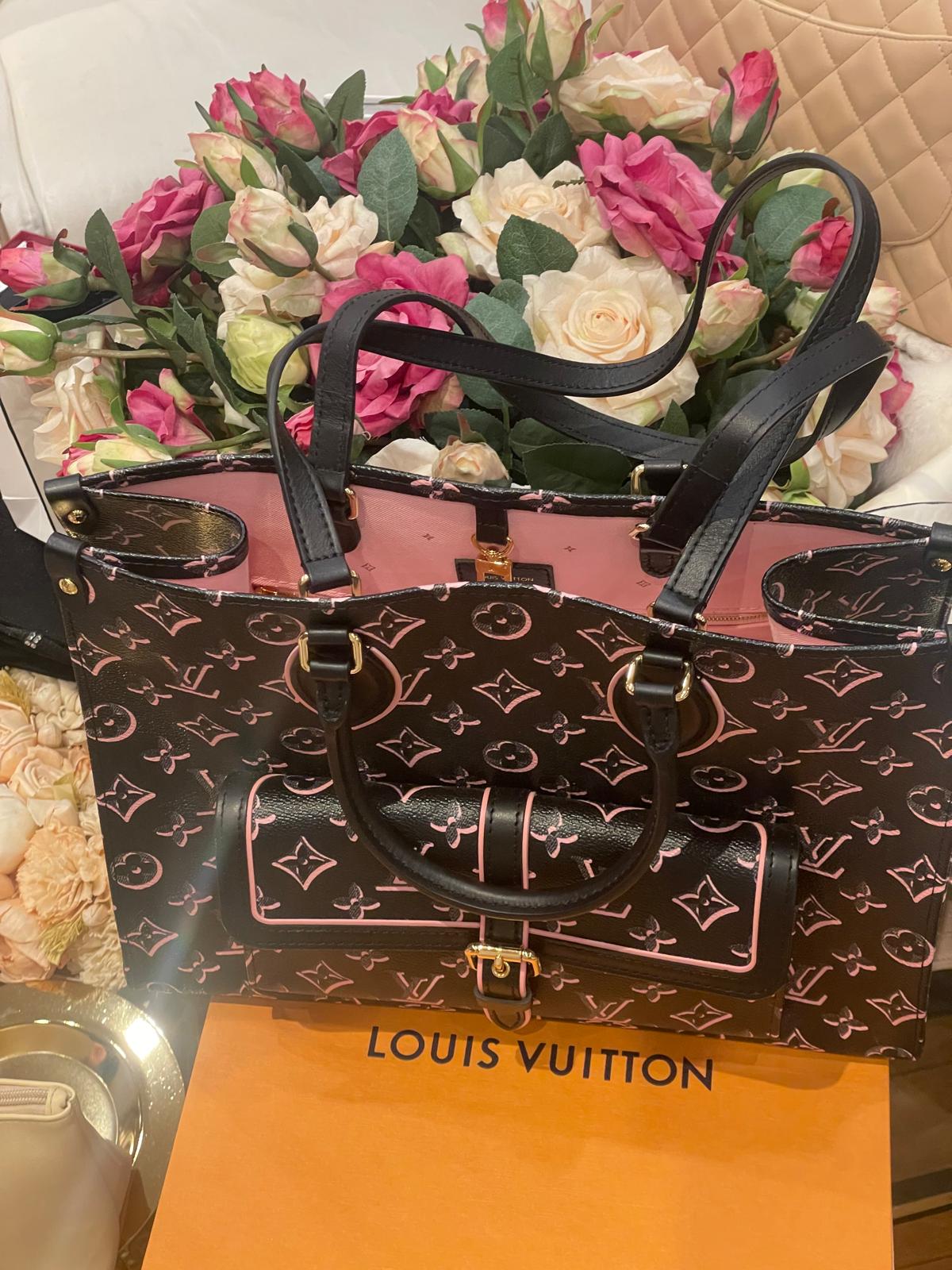 Louis Vuitton - Onthego Fall For You On the Go MM Black Pink 2 Way Bag Golden Hardware