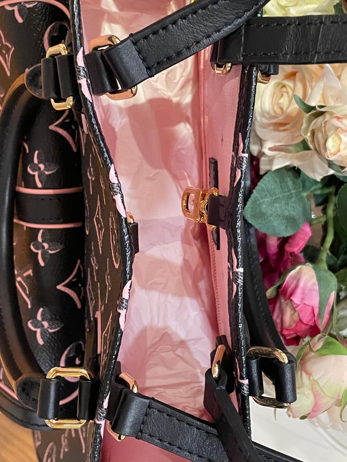 Louis Vuitton - Onthego Fall For You On the Go MM Black Pink 2 Way Bag Golden Hardware