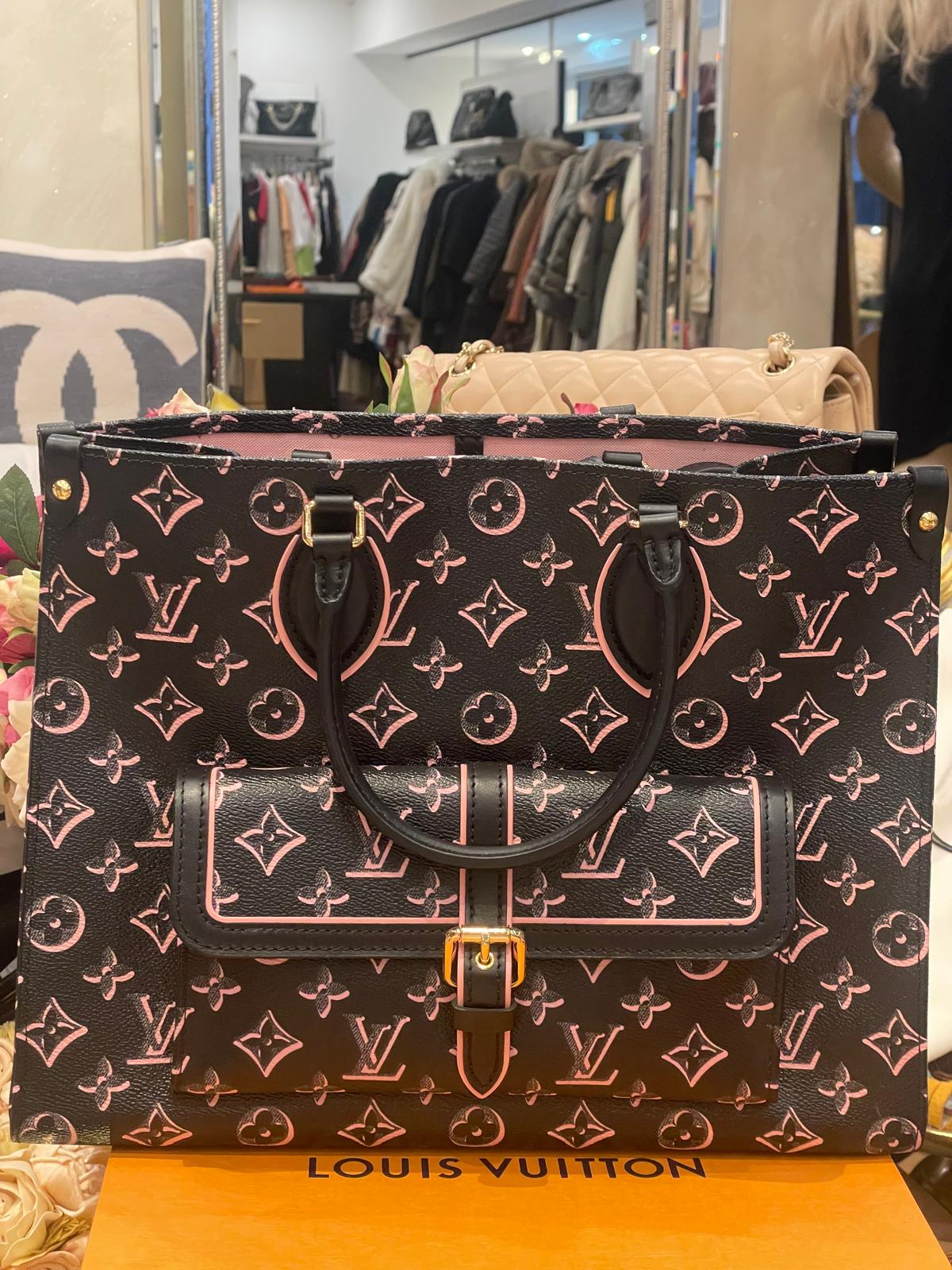 Louis Vuitton - Onthego Fall For You On the Go MM Black Pink 2 Way Bag Golden Hardware