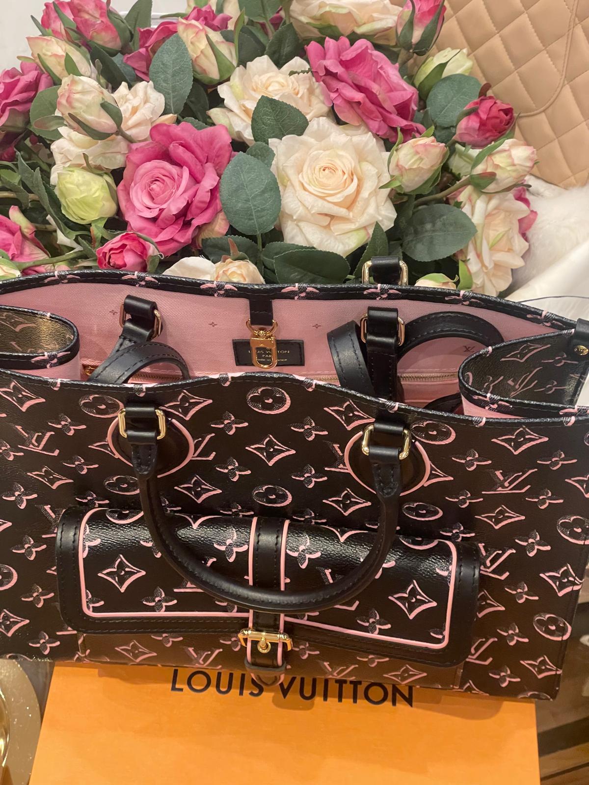 Louis Vuitton - Onthego Fall For You On the Go MM Black Pink 2 Way Bag Golden Hardware