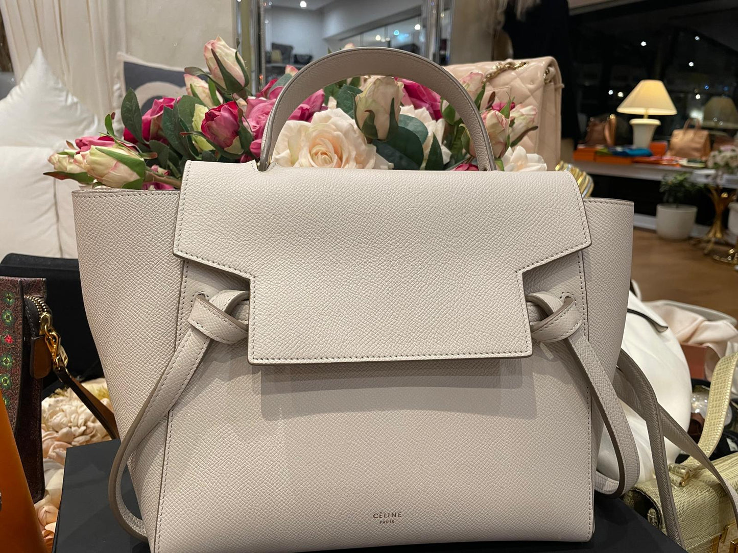 Céline - Belt Bag Mikro Leder Handtasche Grau