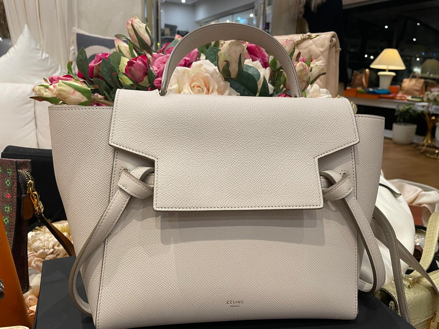 Céline - Belt Bag Mikro Leder Handtasche Grau