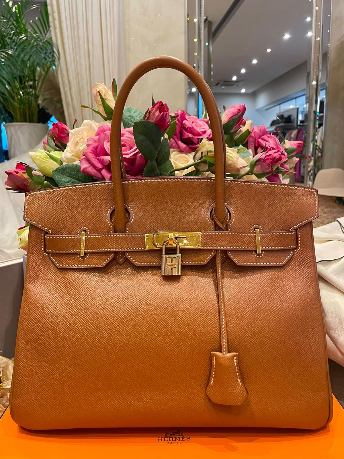 Hermès - Birkin Bag 30 Gold Courchevel Leder Goldene Hardware