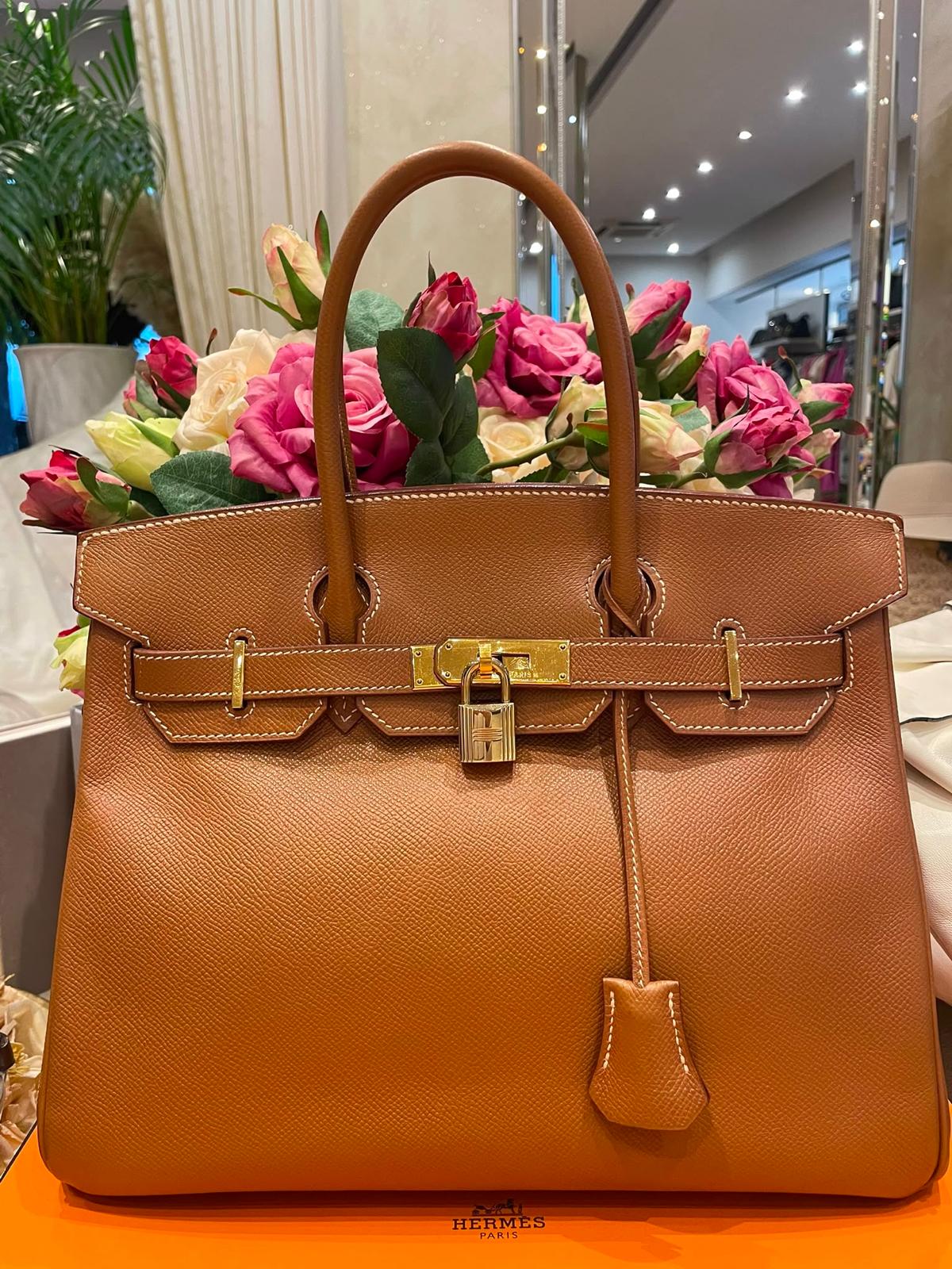 Hermès - Birkin Bag 30 Gold Courchevel Leder Goldene Hardware