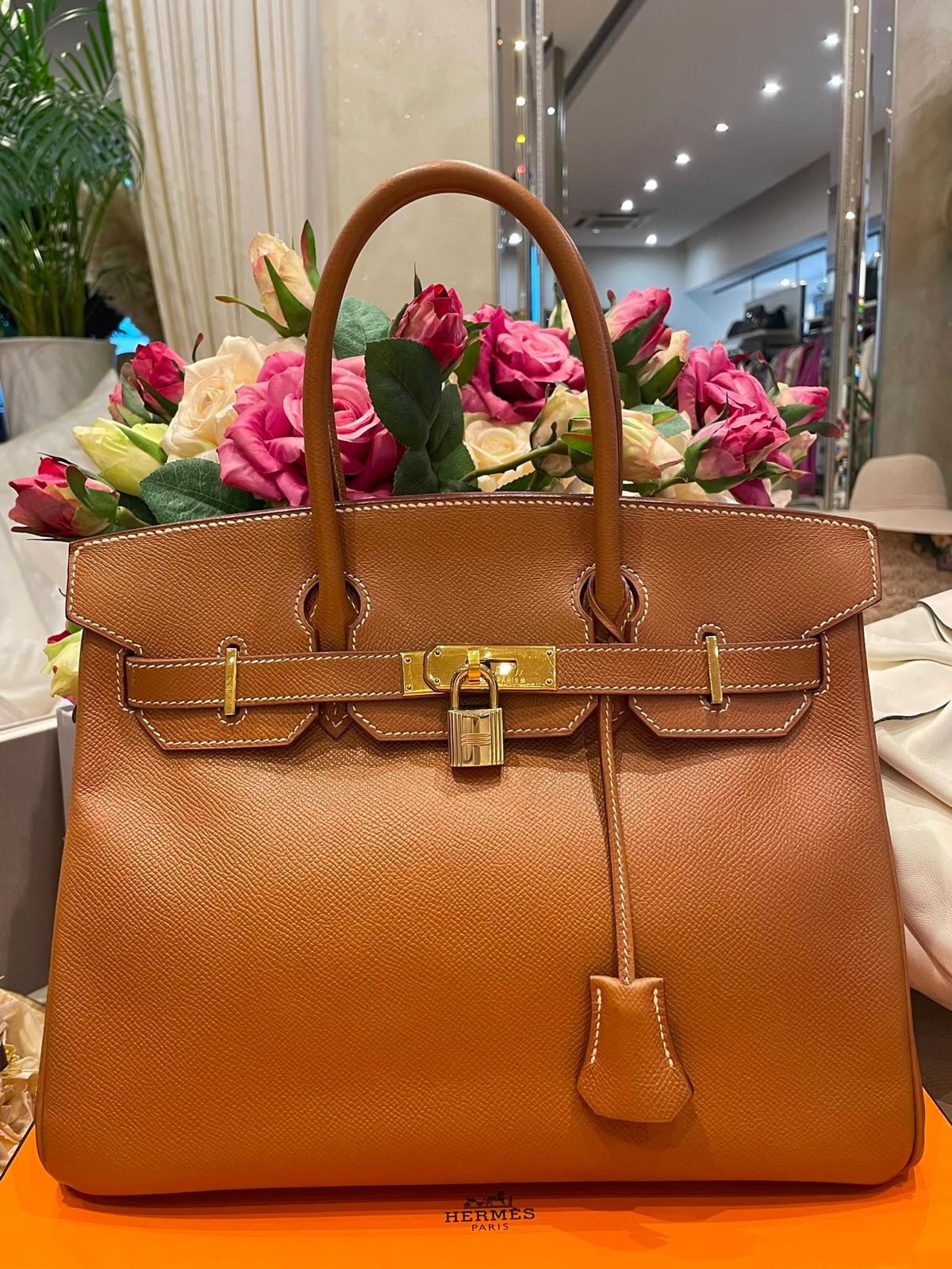 Hermès - Birkin Bag 30 Gold Courchevel Leder Goldene Hardware