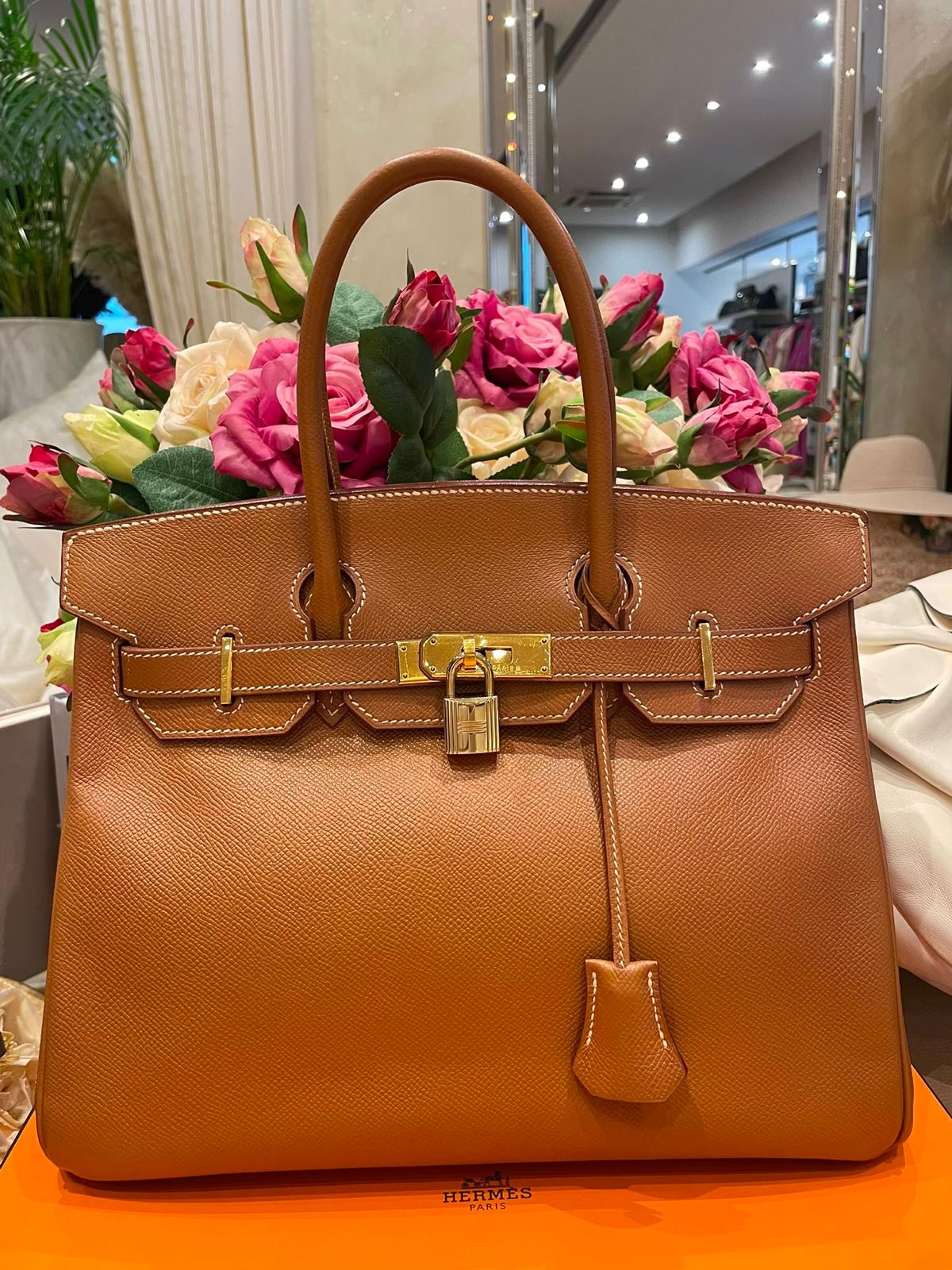 Hermès - Birkin Bag 30 Gold Courchevel Leder Goldene Hardware