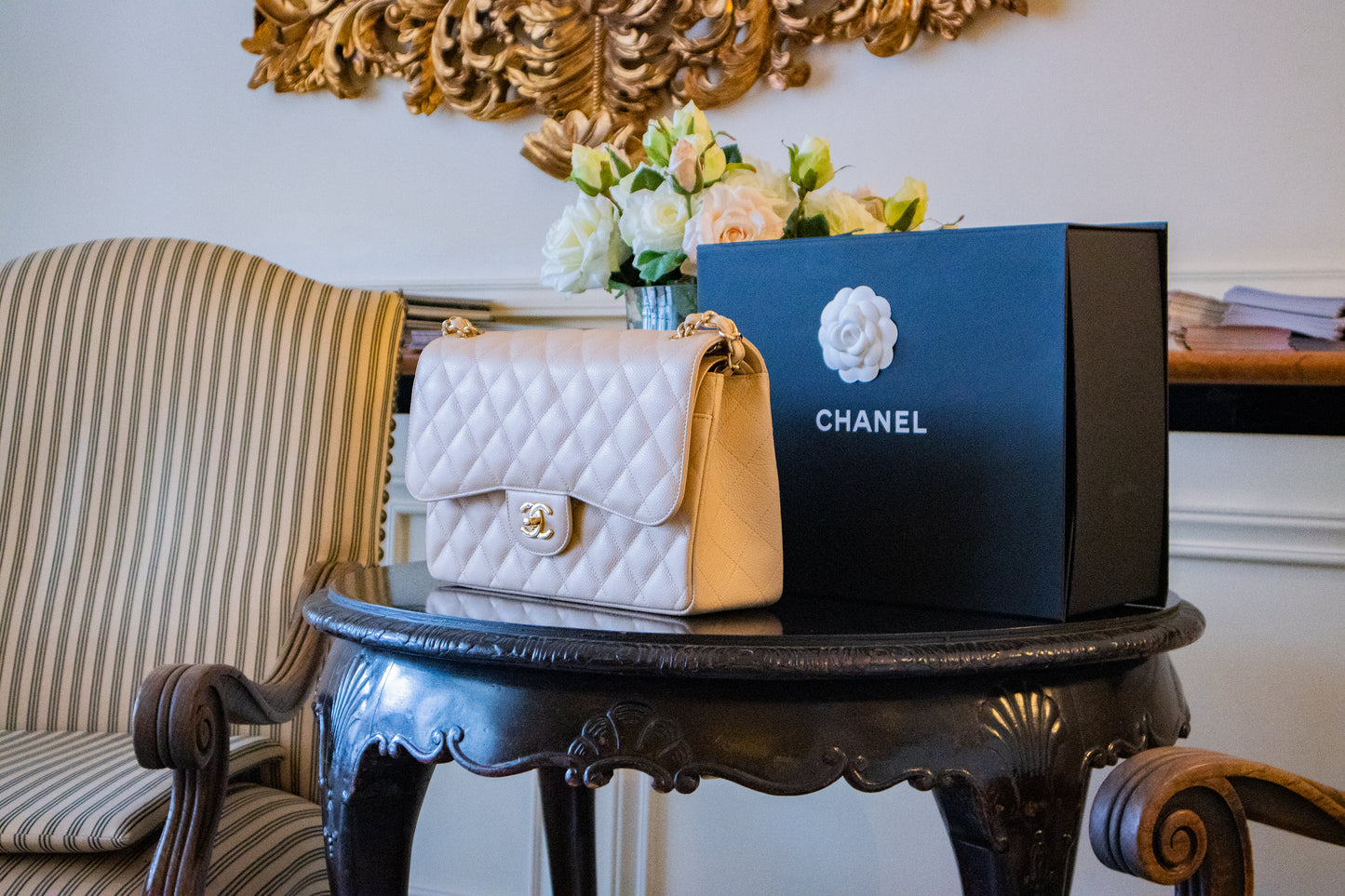 Chanel - Jumbo Beige Clair Gold